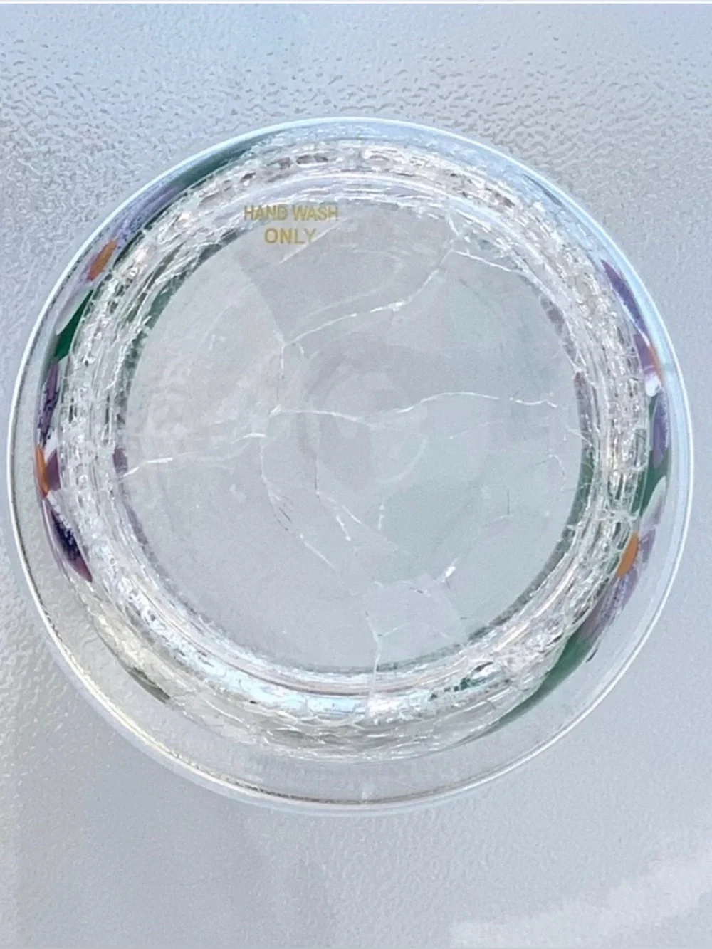 Fifth Avenue Crystal Hummingbird Crackle Glass 6” Hurricane Candle Holder